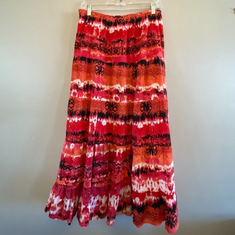 Red & Orange Tie-Dye Maxi Skirt - Women